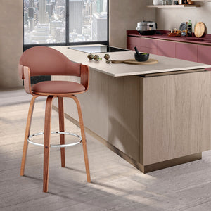 Homeroots 26" Brown Swivel Low Back Counter Height Bar Chair   476942