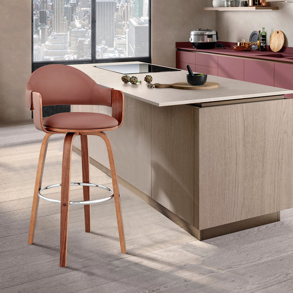 Homeroots 26" Brown Swivel Low Back Counter Height Bar Chair   476942