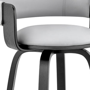 Homeroots 26" Gray And Black Iron Swivel Low Back Counter Height Bar Chair   476944