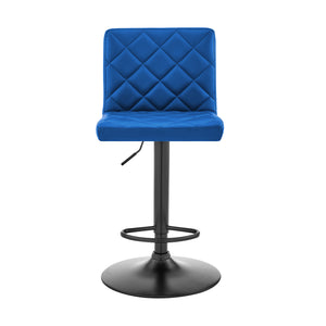 Homeroots 24" Captivating Retro Iron Swivel Bar Stool - Adjustable Height With Stylish Matte Black Base Blue  476946