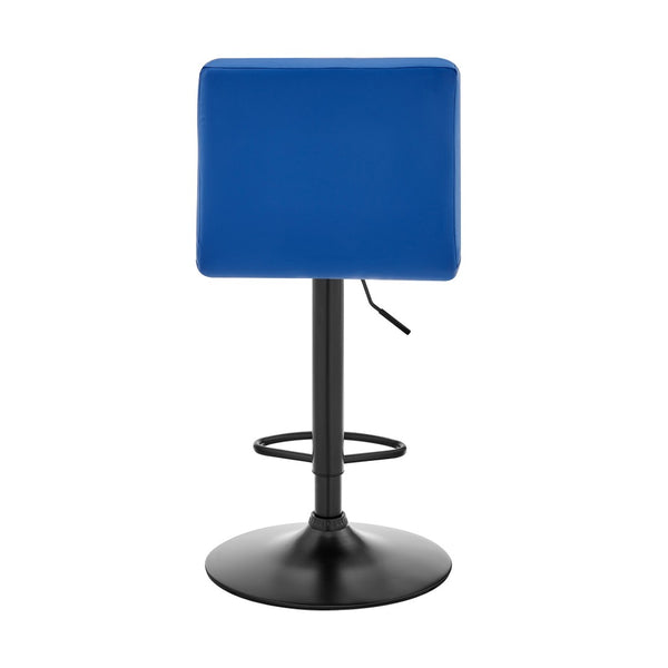 Homeroots 24" Captivating Retro Iron Swivel Bar Stool - Adjustable Height With Stylish Matte Black Base Blue  476946