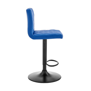 Homeroots 24" Captivating Retro Iron Swivel Bar Stool - Adjustable Height With Stylish Matte Black Base Blue  476946