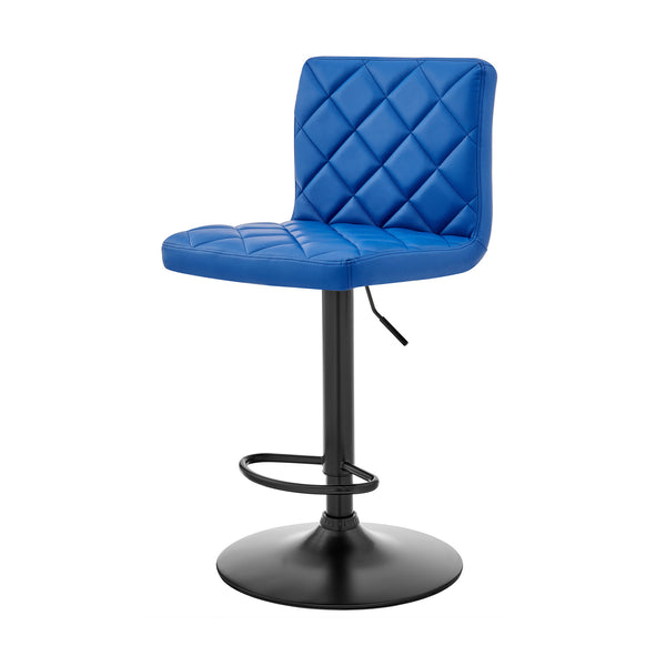 Homeroots 24" Captivating Retro Iron Swivel Bar Stool - Adjustable Height With Stylish Matte Black Base Blue  476946