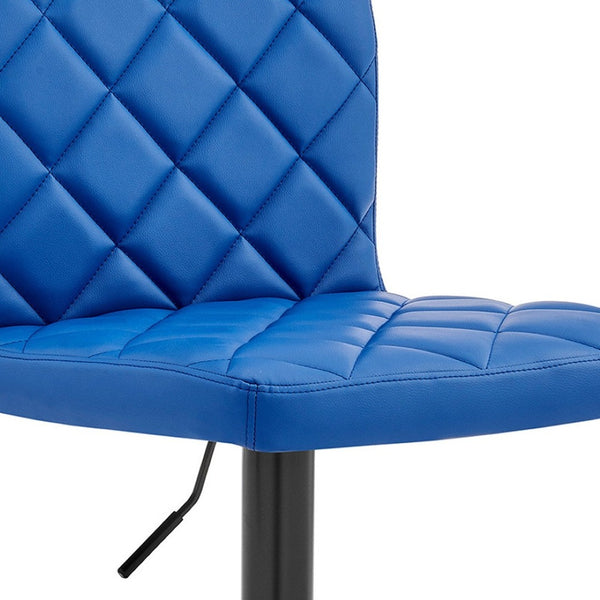 Homeroots 24" Captivating Retro Iron Swivel Bar Stool - Adjustable Height With Stylish Matte Black Base Blue  476946