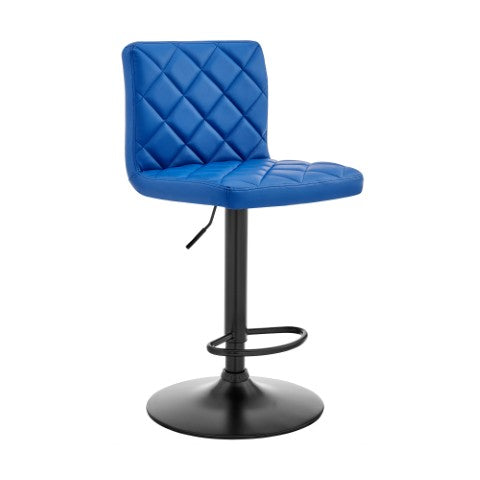 Homeroots 24" Captivating Retro Iron Swivel Bar Stool - Adjustable Height With Stylish Matte Black Base Blue  476946