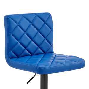 Homeroots 24" Captivating Retro Iron Swivel Bar Stool - Adjustable Height With Stylish Matte Black Base Blue  476946