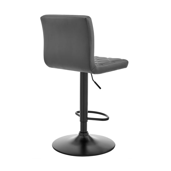 Homeroots 24" Captivating Retro Iron Swivel Bar Stool - Adjustable Height With Stylish Matte Black Base Gray  476947