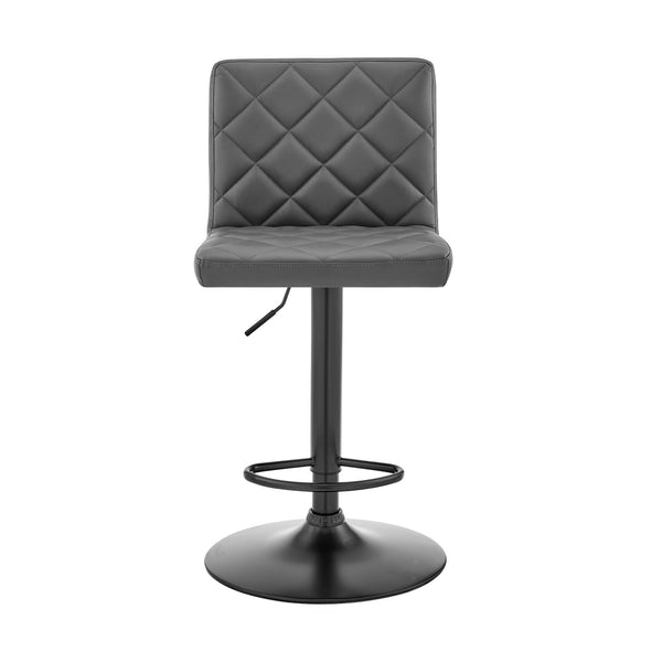 Homeroots 24" Captivating Retro Iron Swivel Bar Stool - Adjustable Height With Stylish Matte Black Base Gray  476947