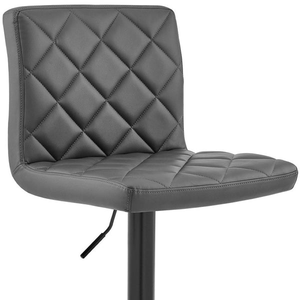 Homeroots 24" Captivating Retro Iron Swivel Bar Stool - Adjustable Height With Stylish Matte Black Base Gray  476947