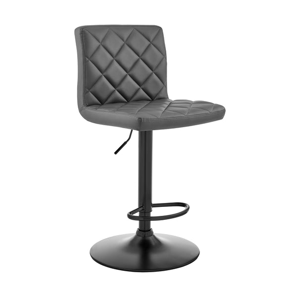 Homeroots 24" Captivating Retro Iron Swivel Bar Stool - Adjustable Height With Stylish Matte Black Base Gray  476947