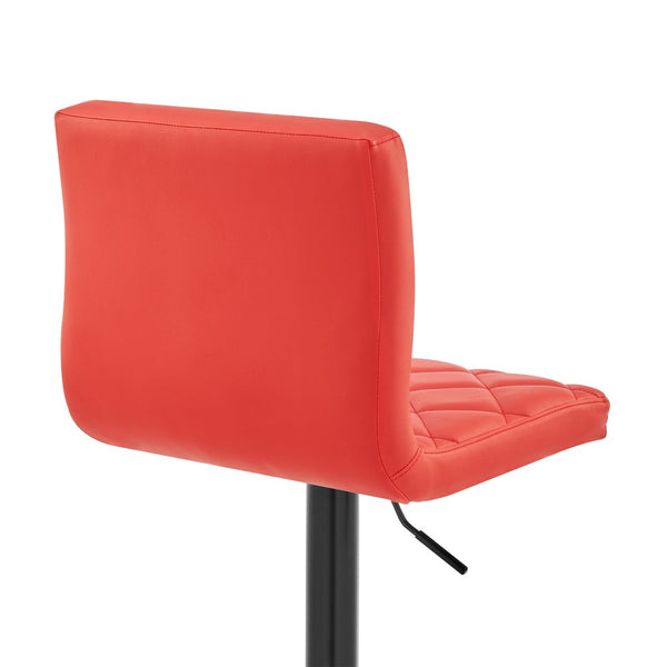 Homeroots 24" Captivating Retro Iron Swivel Bar Stool - Adjustable Height With Stylish Matte Black Base Red  476948