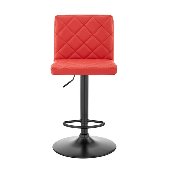 Homeroots 24" Captivating Retro Iron Swivel Bar Stool - Adjustable Height With Stylish Matte Black Base Red  476948