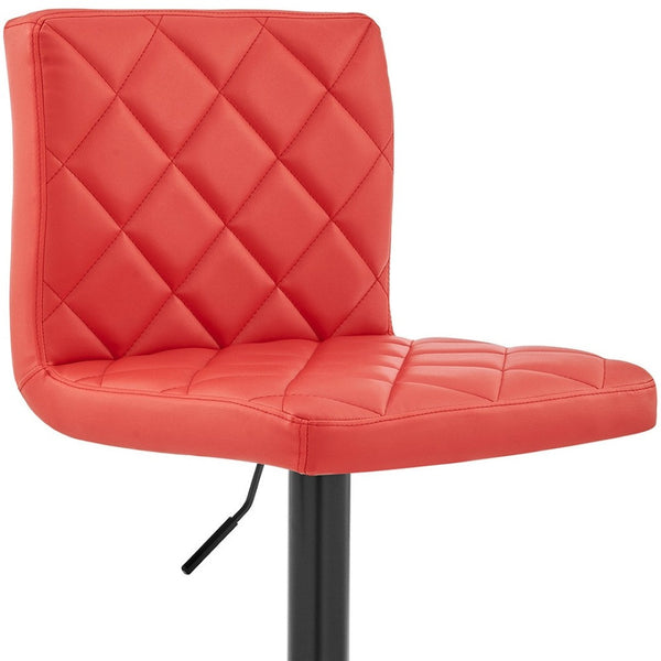 Homeroots 24" Captivating Retro Iron Swivel Bar Stool - Adjustable Height With Stylish Matte Black Base Red  476948