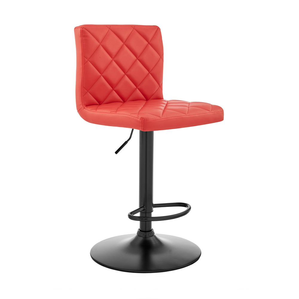 Homeroots 24" Captivating Retro Iron Swivel Bar Stool - Adjustable Height With Stylish Matte Black Base Red  476948