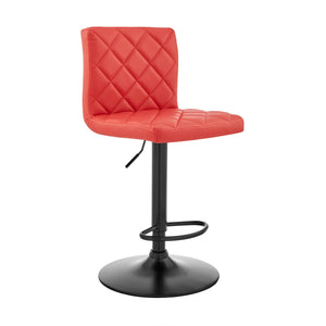 Homeroots 24" Captivating Retro Iron Swivel Bar Stool - Adjustable Height With Stylish Matte Black Base Red  476948