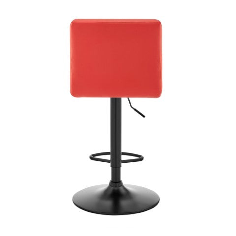 Homeroots 24" Captivating Retro Iron Swivel Bar Stool - Adjustable Height With Stylish Matte Black Base Red  476948