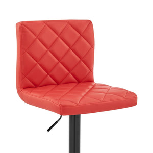 Homeroots 24" Captivating Retro Iron Swivel Bar Stool - Adjustable Height With Stylish Matte Black Base Red  476948