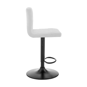 Homeroots 24" Captivating Retro Iron Swivel Bar Stool - Adjustable Height With Stylish Matte Black Base White  476949