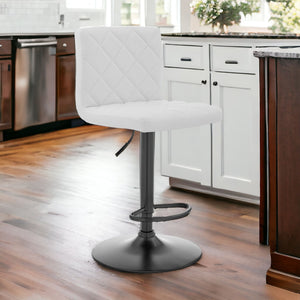 Homeroots 24" Captivating Retro Iron Swivel Bar Stool - Adjustable Height With Stylish Matte Black Base White  476949