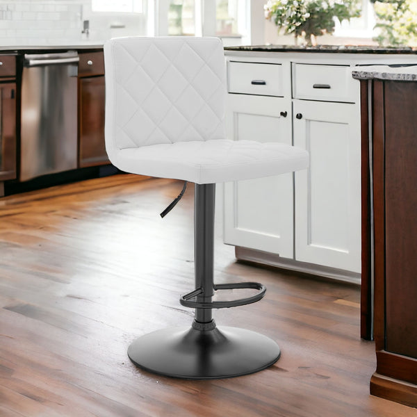 Homeroots 24" Captivating Retro Iron Swivel Bar Stool - Adjustable Height With Stylish Matte Black Base White  476949