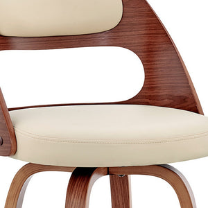 Homeroots 26" Cream And Brown Faux Leather Swivel Counter Height Bar Chair   476953