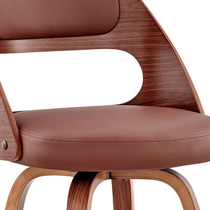 Homeroots 26" Brown Faux Leather Swivel Counter Height Bar Chair   476955