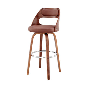 Homeroots 26" Brown Faux Leather Swivel Counter Height Bar Chair   476955