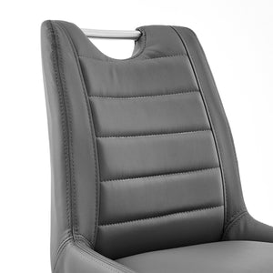 Homeroots 30" Gray And Silver Iron Bar Height Bar Chair   476959