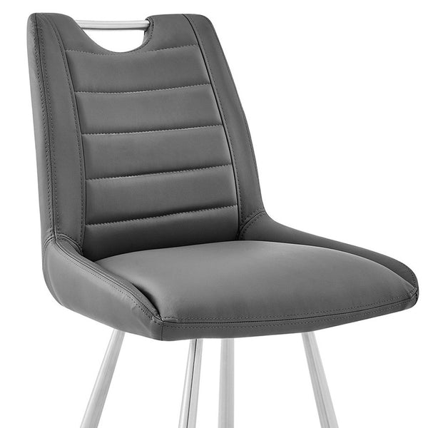 Homeroots 30" Gray And Silver Iron Bar Height Bar Chair   476959