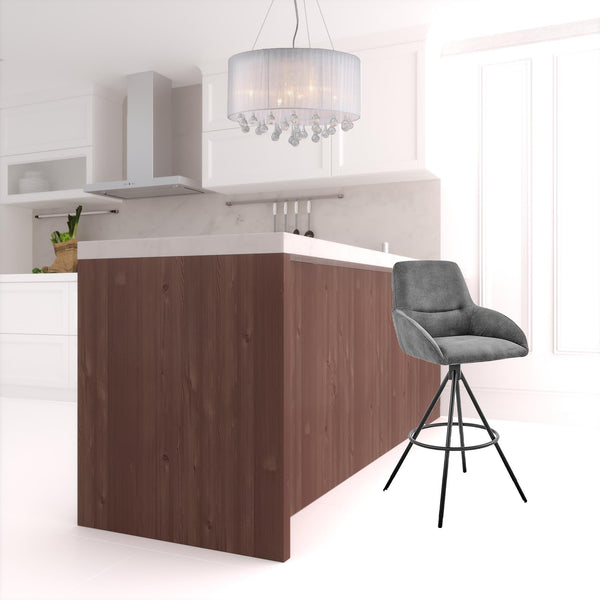 Homeroots 26" Charcoal And Black Iron Counter Height Bar Chair   476962