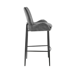 Homeroots 31" Charcoal And Black Iron Bar Height Bar Chair   476965