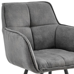 Homeroots 30" Charcoal And Black Iron Bar Height Bar Chair   476966