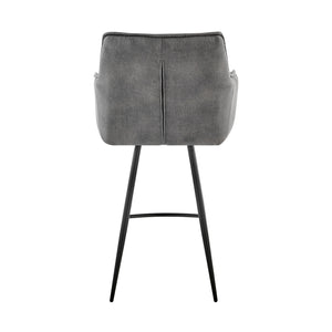 Homeroots 30" Charcoal And Black Iron Bar Height Bar Chair   476967