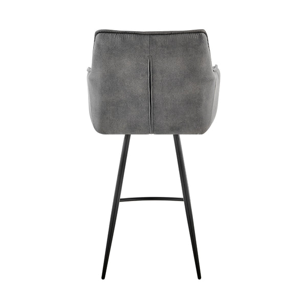 Homeroots 30" Charcoal And Black Iron Bar Height Bar Chair   476967