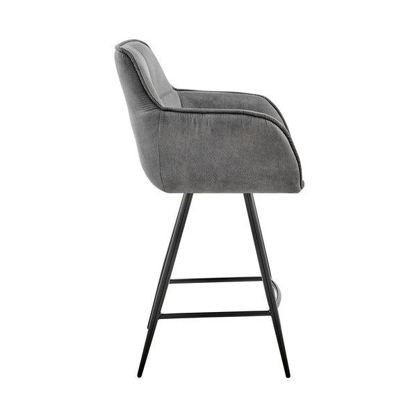 Homeroots 30" Charcoal And Black Iron Bar Height Bar Chair   476967