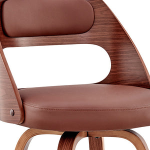 Homeroots 30" Brown Faux Leather Swivel Bar Height Bar Chair   476968