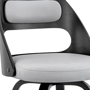 Homeroots 26" Gray And Black Faux Leather And Iron Swivel Counter Height Bar Chair   476969