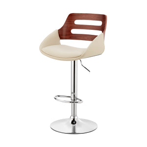 Homeroots 25" Cream And Silver Iron Swivel Low Back Adjustable Height Bar Chair   476971