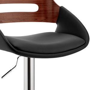 Homeroots 25" Black And Silver Iron Swivel Low Back Adjustable Height Bar Chair   476972