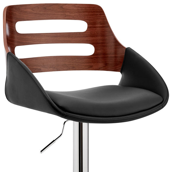 Homeroots 25" Black And Silver Iron Swivel Low Back Adjustable Height Bar Chair   476972