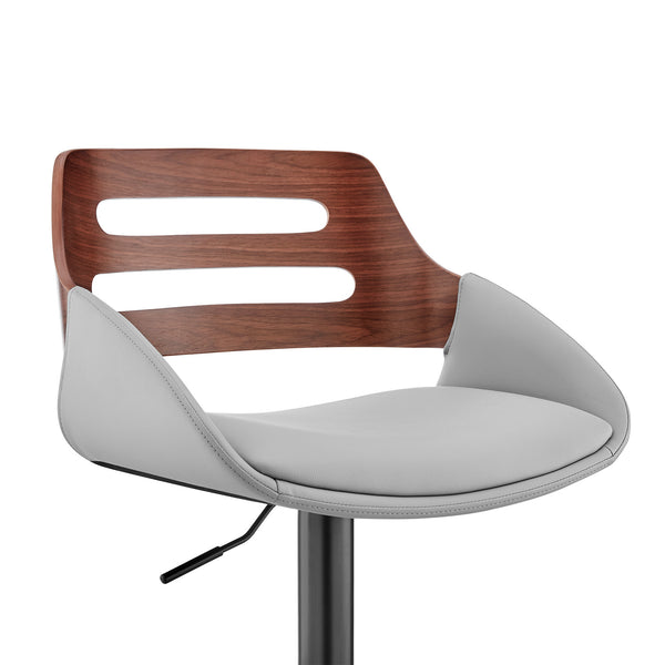 Homeroots 25" Gray And Black Iron Swivel Low Back Adjustable Height Bar Chair   476973