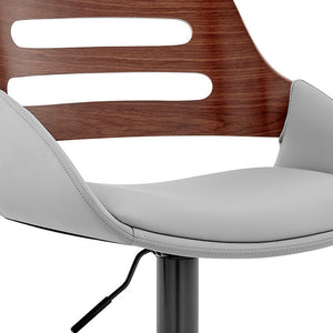 Homeroots 25" Gray And Black Iron Swivel Low Back Adjustable Height Bar Chair   476973