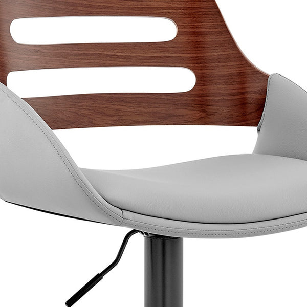 Homeroots 25" Gray And Black Iron Swivel Low Back Adjustable Height Bar Chair   476973