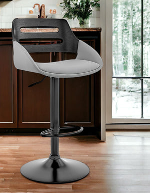 Homeroots 25" Gray And Black Iron Swivel Low Back Adjustable Height Bar Chair   476974