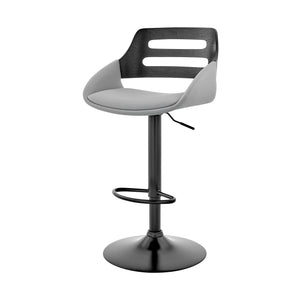 Homeroots 25" Gray And Black Iron Swivel Low Back Adjustable Height Bar Chair   476974