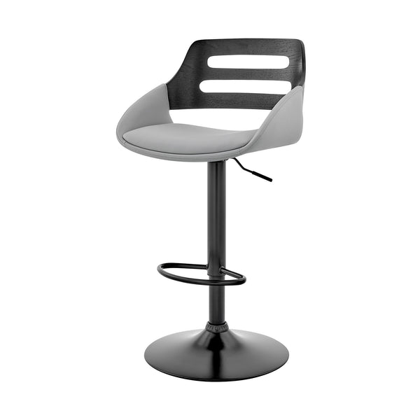 Homeroots 25" Gray And Black Iron Swivel Low Back Adjustable Height Bar Chair   476974