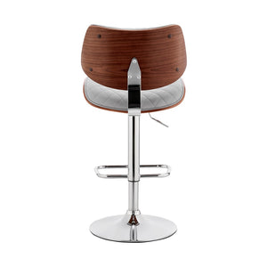 HomeRoots 24" Gray Faux Leather Swivel Bar Chair with Adjustable Height and Chrome Iron Frame for Comfort 476975