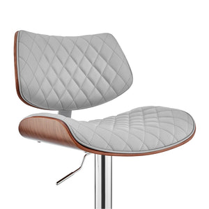 HomeRoots 24" Gray Faux Leather Swivel Bar Chair with Adjustable Height and Chrome Iron Frame for Comfort 476975