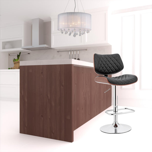 Homeroots 24" Black And Silver Faux Leather And Iron Swivel Low Back Adjustable Height Bar Chair   476977