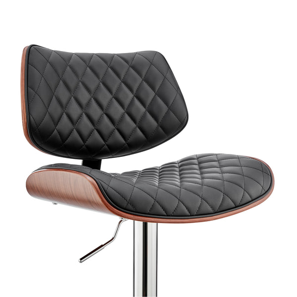 Homeroots 24" Black And Silver Faux Leather And Iron Swivel Low Back Adjustable Height Bar Chair   476977